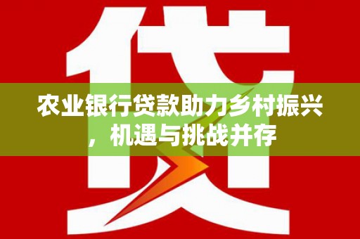 武宣农业银行贷款助力乡村振兴，机遇与挑战并存