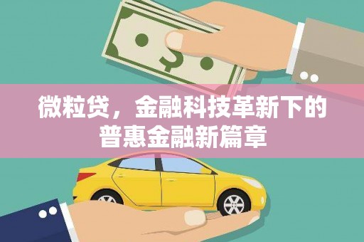 武宣微粒贷，金融科技革新下的普惠金融新篇章